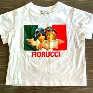 Fiorucci Angels Italian flag racer crop tee Medium